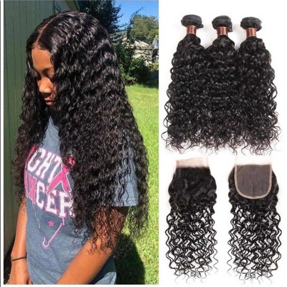 8A+ Brazilian water wave virgin human hair